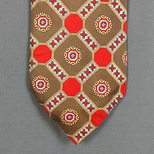 1970s Brown and Red Wide Mens Vintage Tie, by Austin Reed