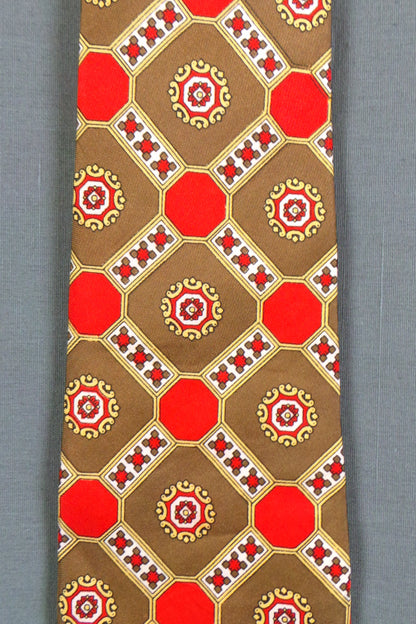 1970s Brown and Red Wide Tie | Austin Reed