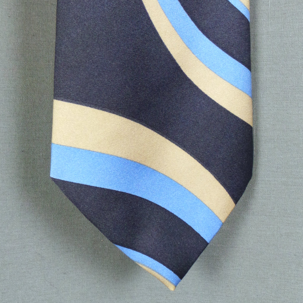 1970s Blue Paisley Swirl Wide Vintage Mens Tie | Charles of London