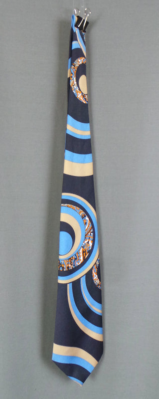 1970s Blue Paisley Swirl Wide Vintage Mens Tie | Charles of London