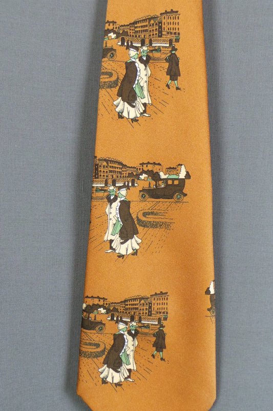 1970s Tan Edwardian Print Tie | Charles of London