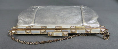 1960s Silver Leather Evening Bag