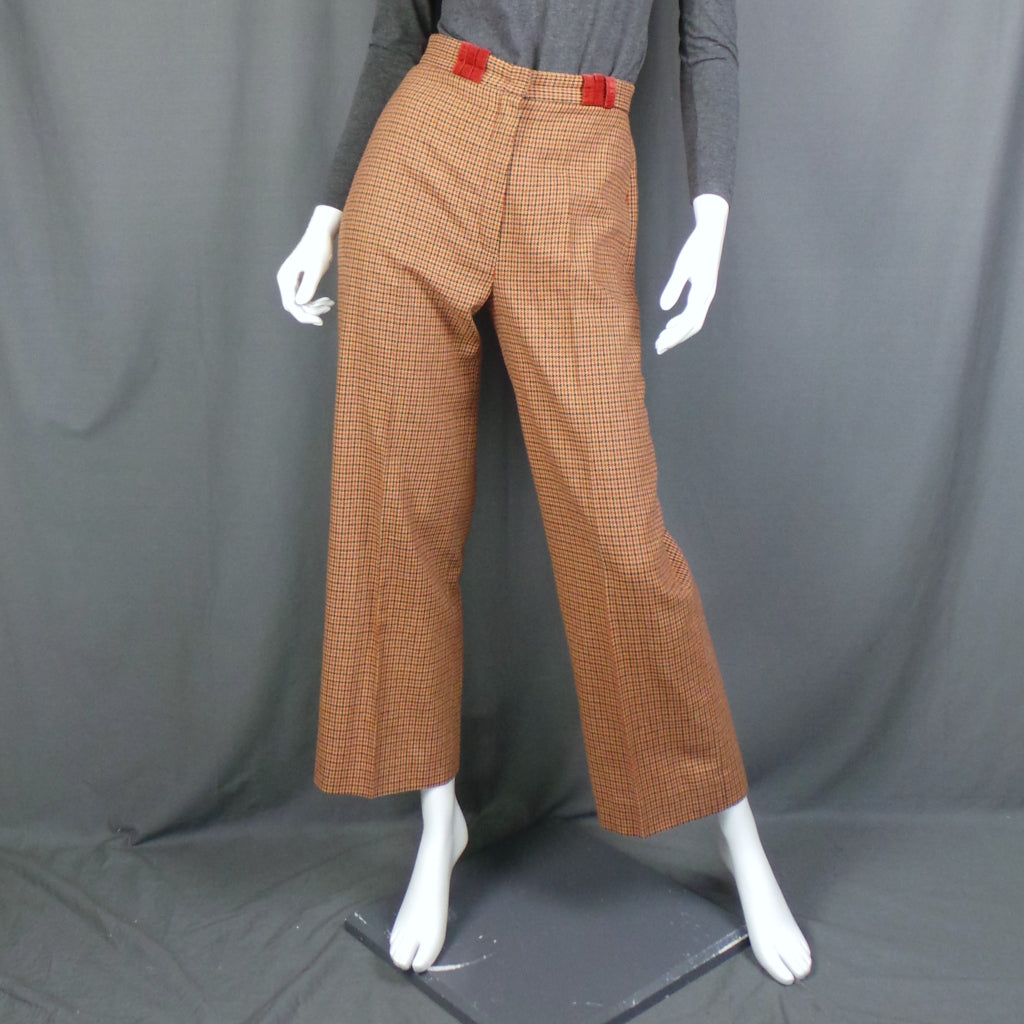 1970s Camel Houndstooth Vintage Check Trousers Mathew Royce