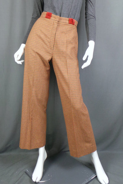 1970s Camel Houndstooth Check Trousers | Mathew Royce | XS