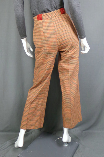 1970s Camel Houndstooth Check Trousers | Mathew Royce | XS