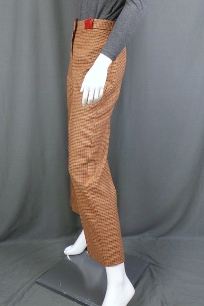 1970s Camel Houndstooth Check Trousers | Mathew Royce | XS