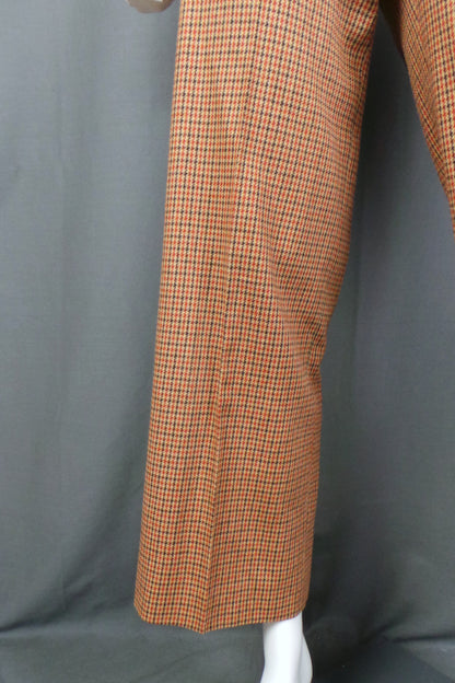 1970s Camel Houndstooth Check Trousers | Mathew Royce | XS