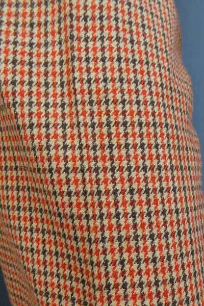 1970s Camel Houndstooth Check Trousers | Mathew Royce | XS