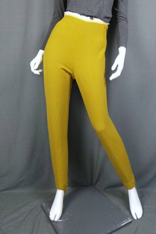 1960s Chartreuse Stirrup Trousers | Jaeger | XS