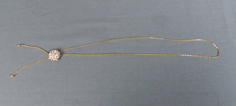 1980s Aurora Borealis Gold Bolo Style Necklace
