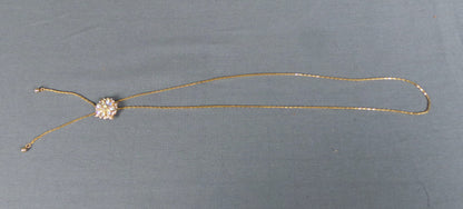 1980s Aurora Borealis Gold Bolo Style Necklace