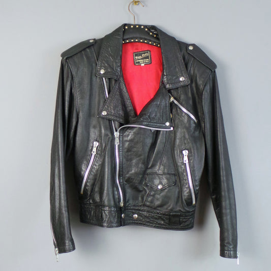 1970 Italian Black Vintage
 Leather Biker Jacket