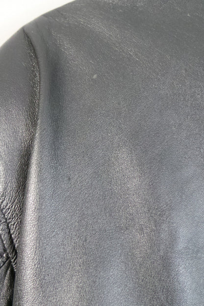 1970 Italian Black Leather Biker Jacket | 2XL