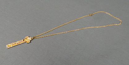 1970s Gold Brutalist Crucifixion Pendant Necklace