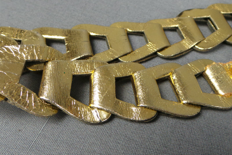 1970s Gold Leather Plaited Belt | M
