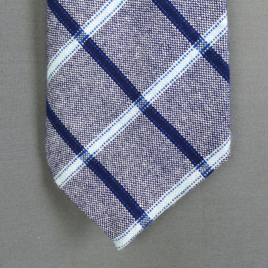 1970s Blue Check Wool Vintage Mens Tie, by Andres Jacques