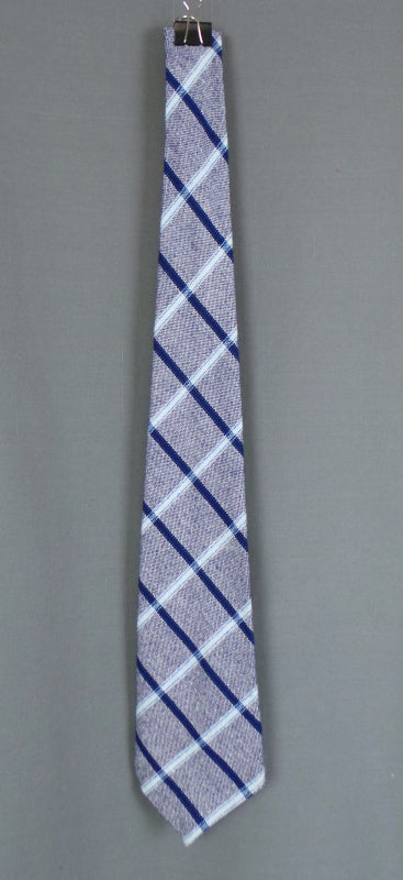 1970s Blue Check Wool Vintage Mens Tie | Andres Jacques