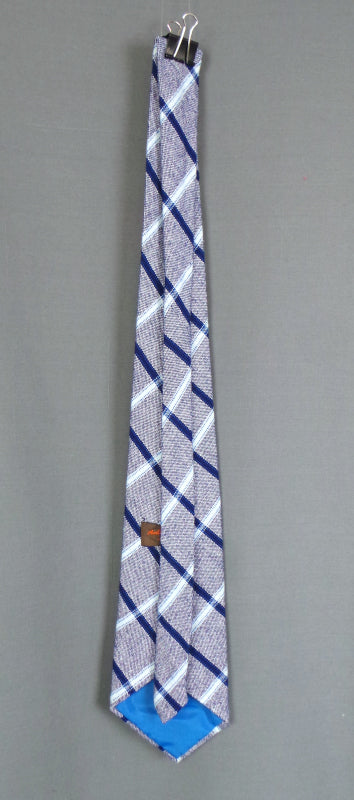 1970s Blue Check Wool Tie | Andres Jacques
