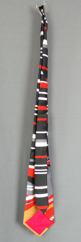 1970s Red Black Transport Print Tie