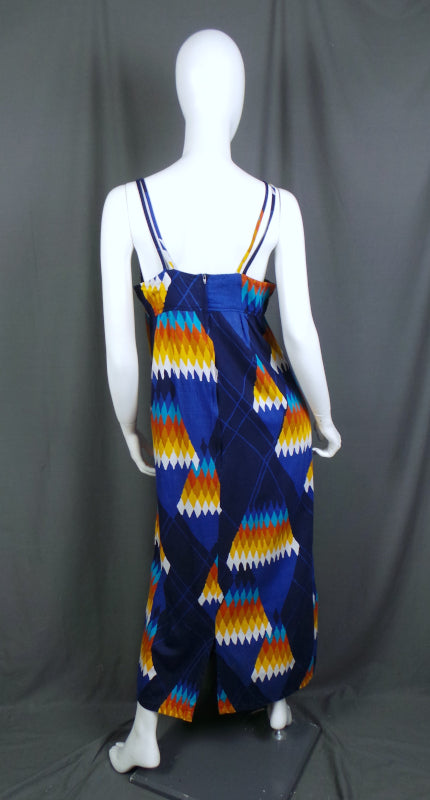 1970s Blue & Yellow Geometric Dress & Jacket | Harper | S