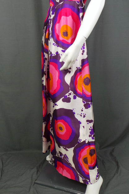 1960s Pink & Purple Bullseye Palazzo Jumpsuit | Horrockses | XS