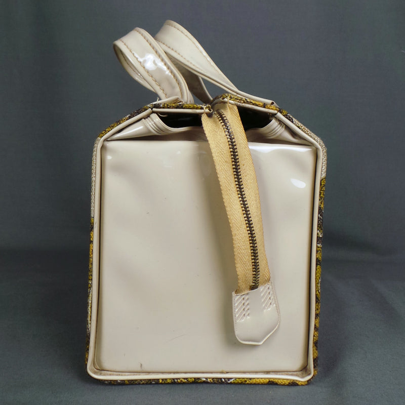 1960S Green and Cream Paisley Box Bag