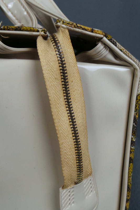 1960S Green and Cream Paisley Box Bag