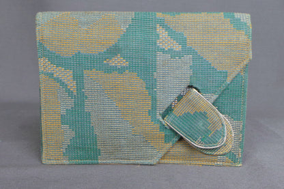 1930s Teal Art Deco Vintage Fabric Clutch