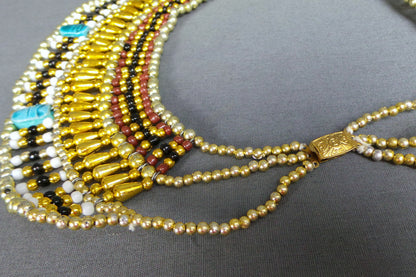 1970s Large Egyptian Beaded Bib Necklace