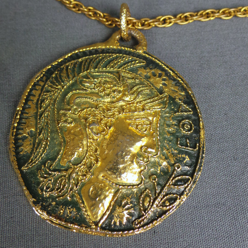 1970s Large Roman Style Gold Medallion