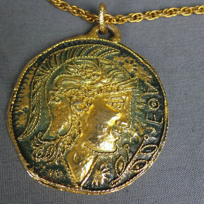 1970s Large Roman Style Gold Medallion