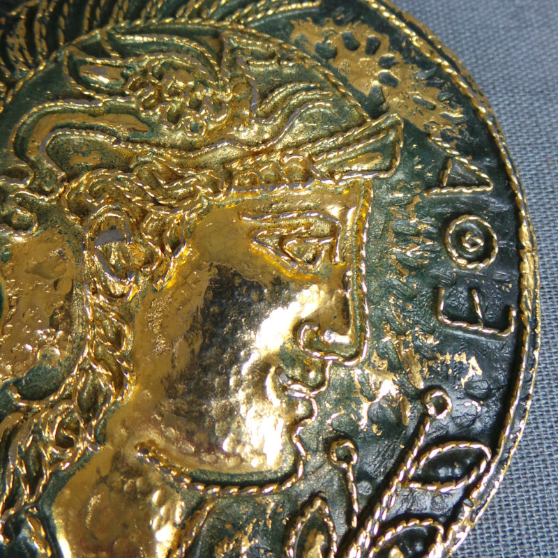 1970s Large Roman Style Gold Medallion