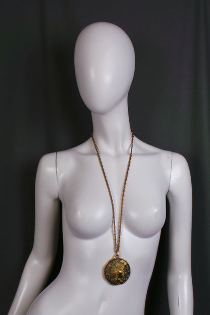 1970s Large Roman Style Gold Medallion