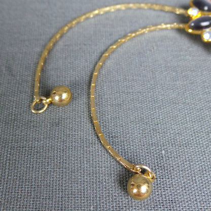 1980s Smoke Gem Gold Bolo Style Necklace