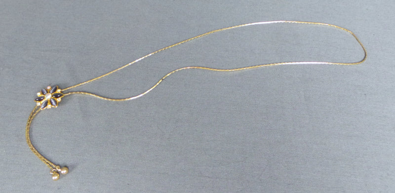 1980s Smoke Gem Gold Bolo Style Necklace
