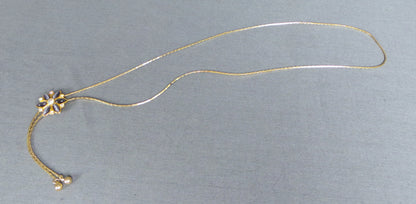 1980s Smoke Gem Gold Bolo Style Necklace