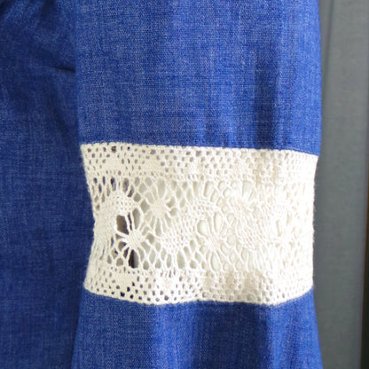 1970s Denim Blue Crochet Lace Boho Co-Ord, by Mr Darren | S