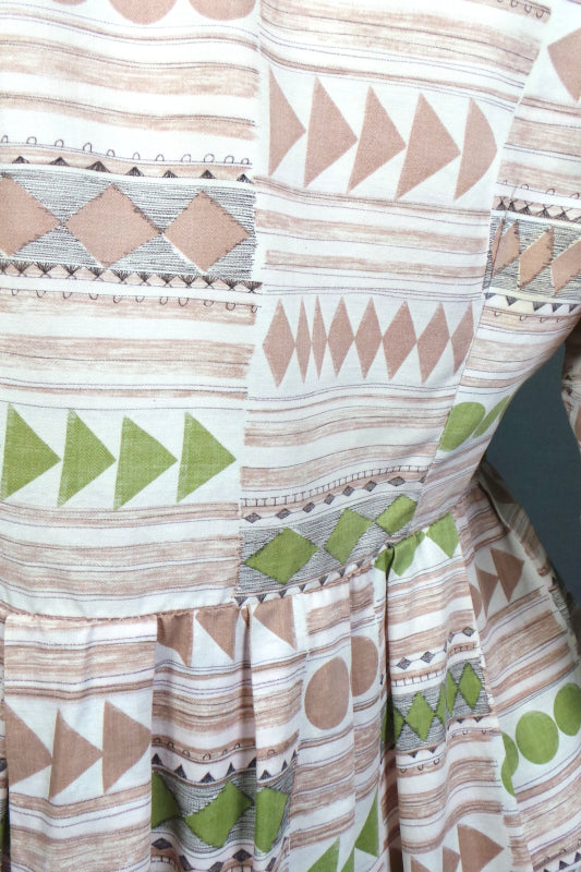 1950s Geometric Shirt Dress | St Michael | S