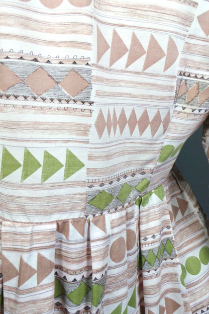 1950s Geometric Shirt Dress | St Michael | S
