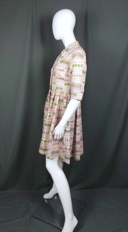 1950s Geometric Shirt Dress | St Michael | S