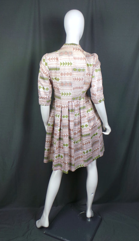 1950s Geometric Shirt Dress | St Michael | S