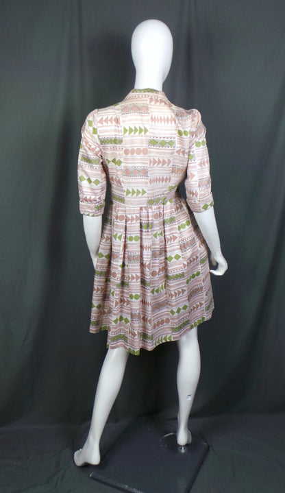 1950s Geometric Shirt Dress | St Michael | S
