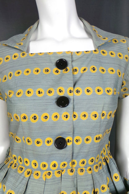 1950s Grey Rose Print Dress | Bercal | XS