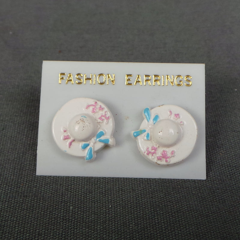 1980s Mini Flower Hat Deadstock Earrings