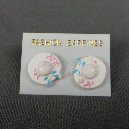 1980s Mini Flower Bonnet Vintage Earrings