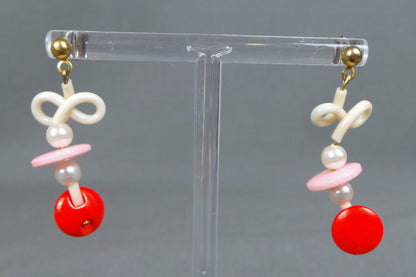1980s Beaded Squiggle Stud Earrings