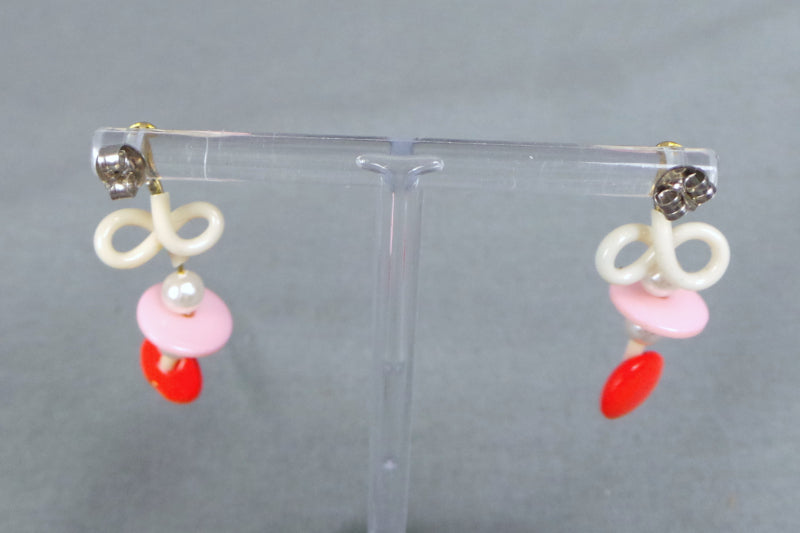 1980s Beaded Squiggle Stud Earrings