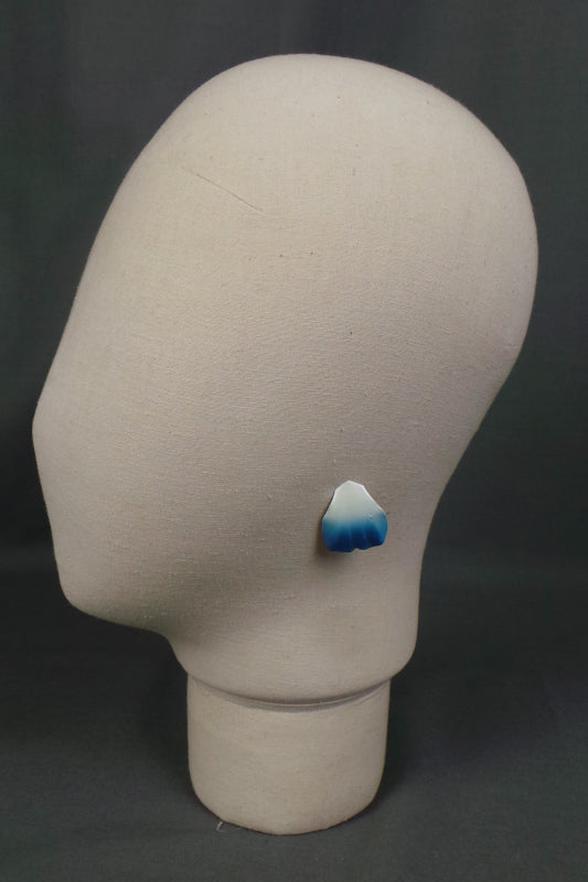 1980s Blue White Shell Stud Earrings