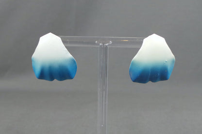 1980s Blue White Shell Stud Earrings