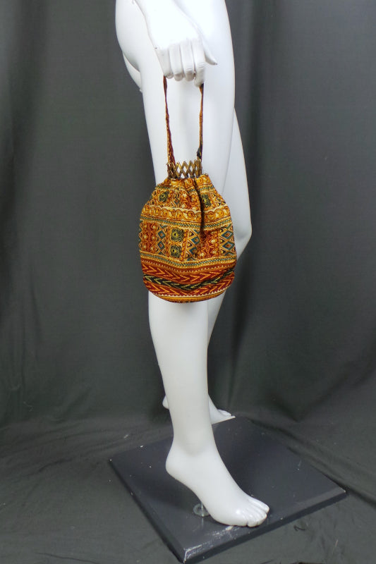 1960s Batik Print Pouch Bag